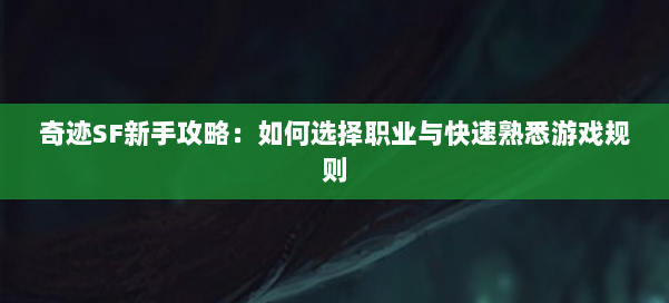 奇迹SF新手攻略:如何选择职业与快速熟悉游戏规则