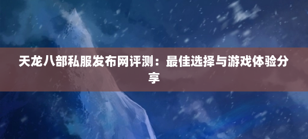 天龙八部私服发布网评测：最佳选择与游戏体验分享