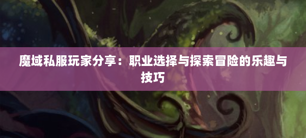 魔域私服玩家分享：职业选择与探索冒险的乐趣与技巧