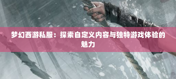 梦幻西游私服:探索自定义内容与独特游戏体验的魅力